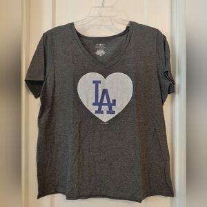 LA Dodgers Charcoal V-Neck Tee